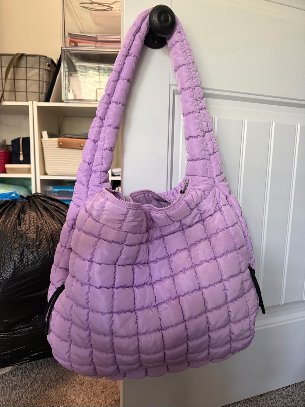 Plush Quilted Lavender Shoulder Bag